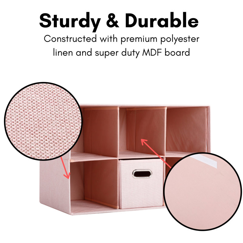 Inbox Zero Blush Linen Cube Organizer Shelf With 6 Storage Bins
